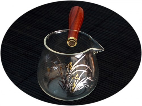 buy Cha Hai glass with wooden handle orchid